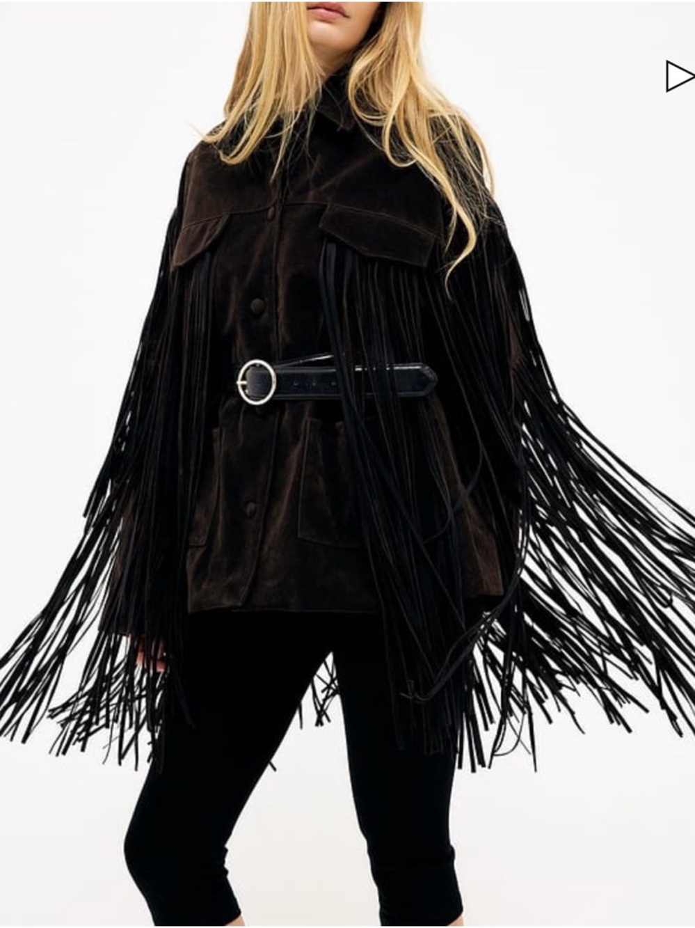 Fringe Faux Suede Jacket (US 6/8)